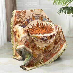 Boho Throw Blanket Reversible Cotton Tapestry Hippie Room Decor